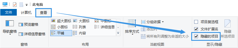 显示隐藏的项目 显示隐藏的项目